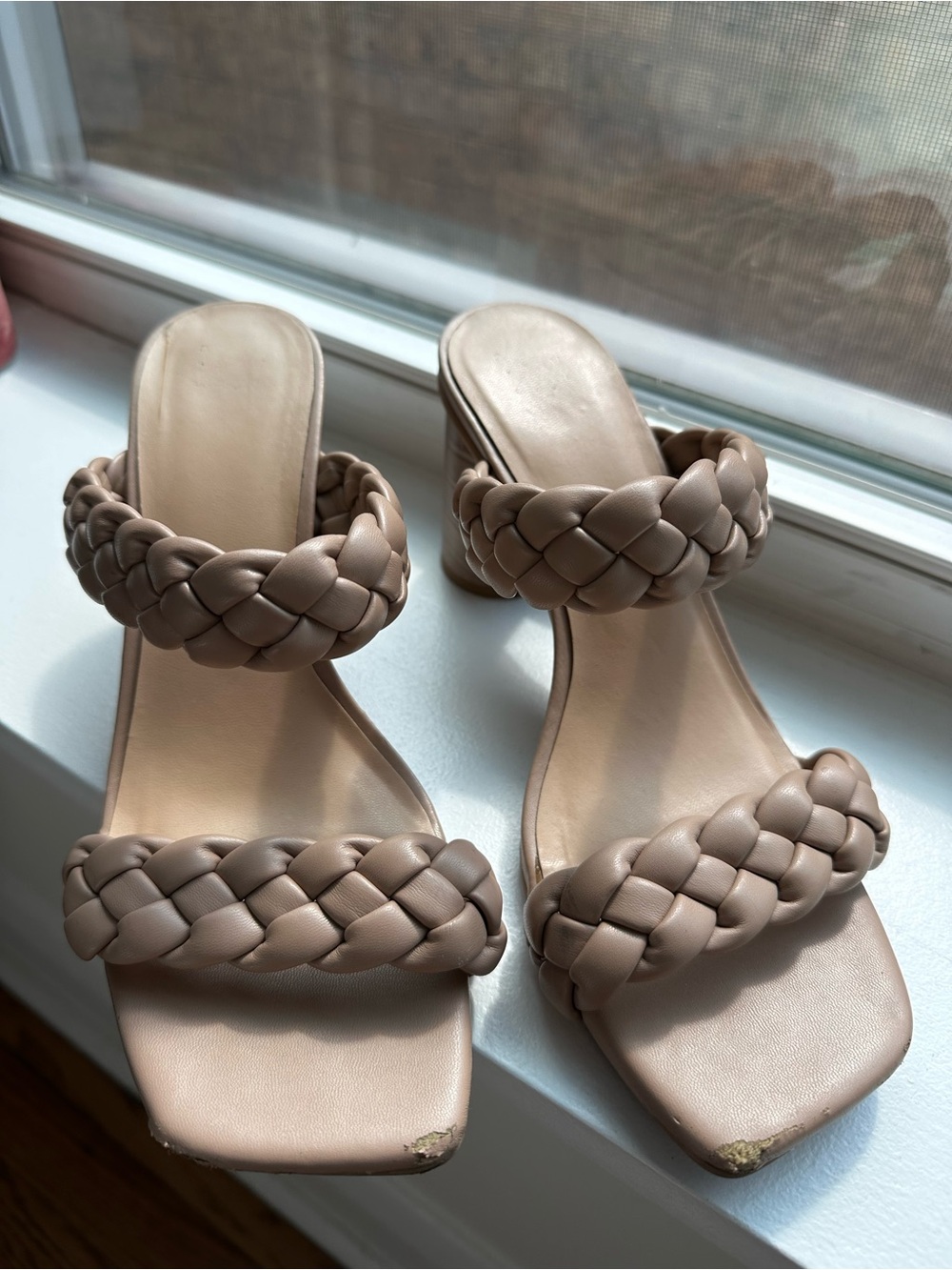 a new day Taupe Braided Double-Strap Slide Heels